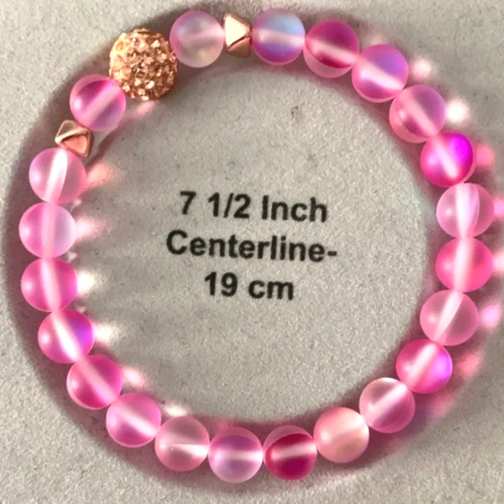 Iridescent Rose Quartz Stretch Bracelets, Set Of 3